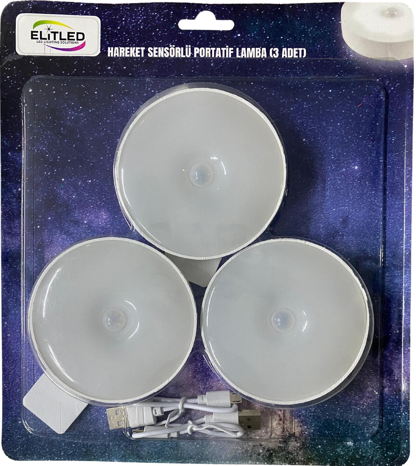 ELİT LED -3 LÜ SENSÖRLÜ PORTATİF LED BEYAZ (36)