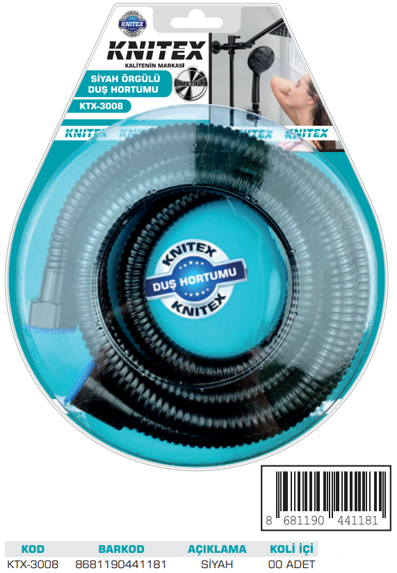 KNITEX-Z-8 SİYAH ÖRGÜLÜ DUŞ HORTUMU