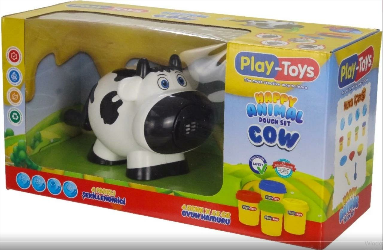 ASYA- PLAYTOYS HAPPY ANIMAL COW DOUGH SET