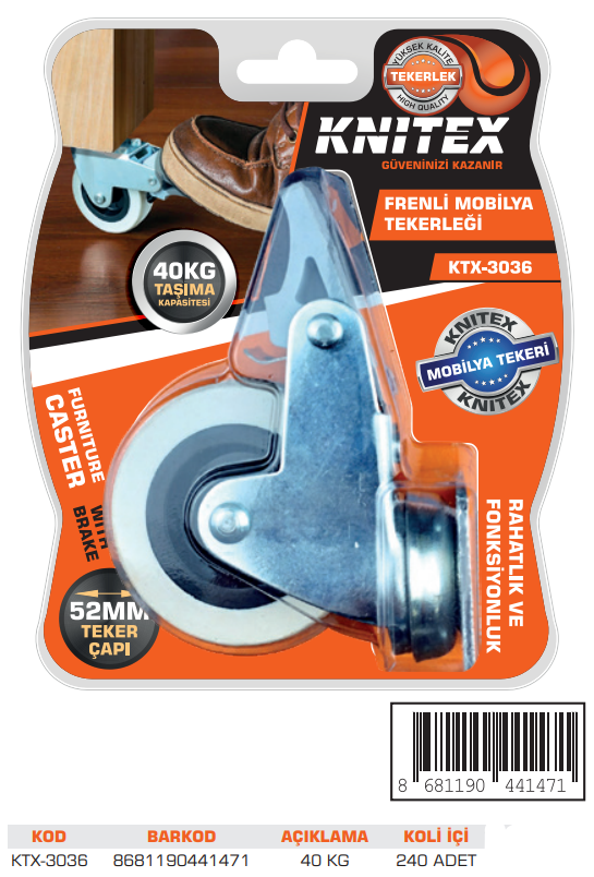 KNITEX-ECO 50'LİK TABLALI FRENLİ TEKER