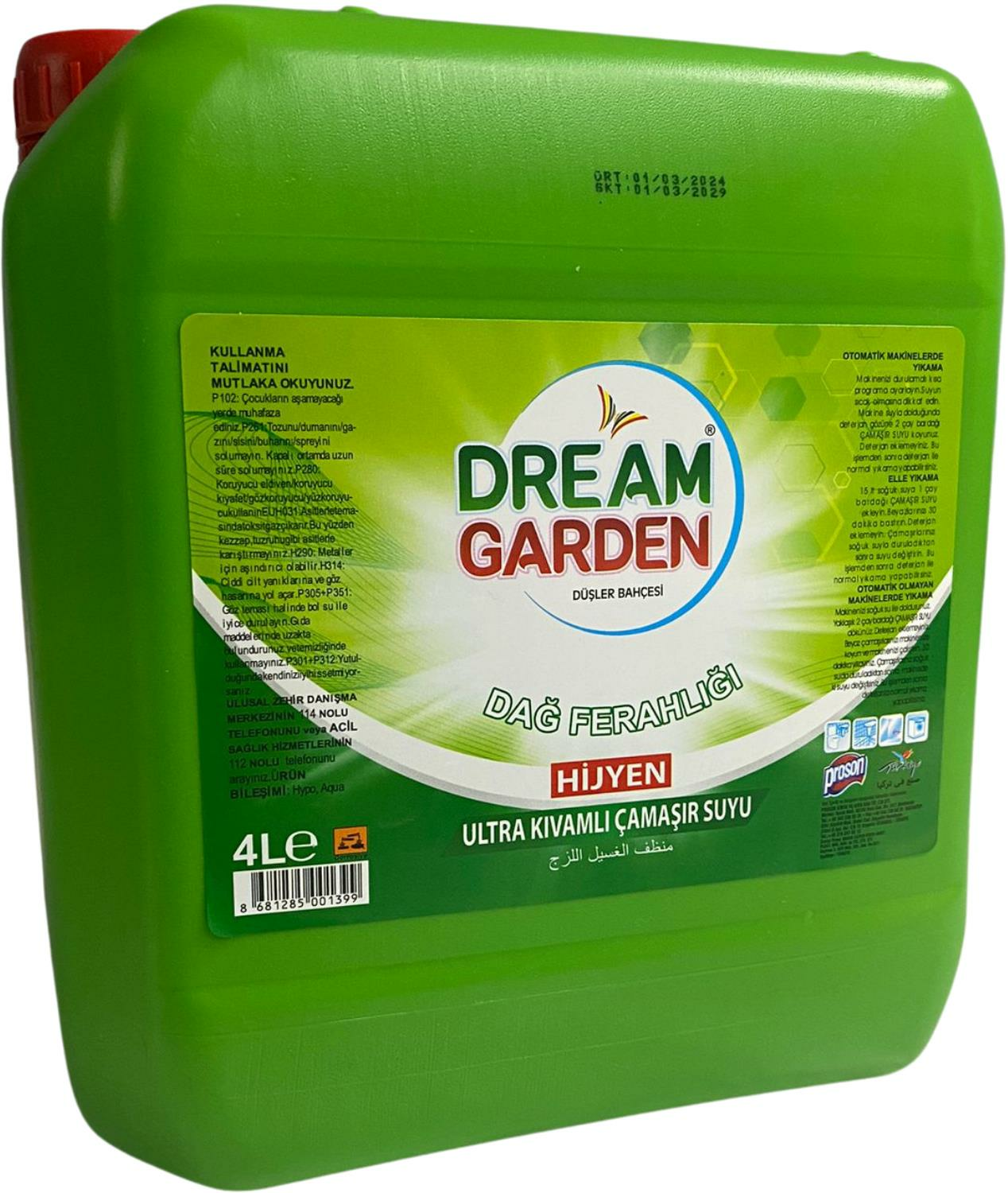 PROSON- DREAM GARDEN ÇAMAŞIR SUYU 4000 ML *4