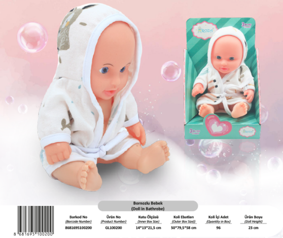 GLOBAL-ROZA STANDLI BORNOZLU BEBEK*80