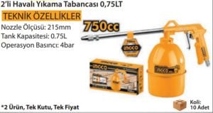 INGCO-HAVALI YIKAMA TABANCASI 0,75LT