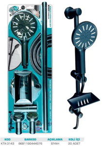 KNITEX-DUŞ SETİ SÜRGÜLÜ SİYAH 22*58 CM