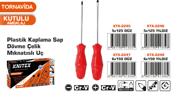 KNITEX-TORNAVİDA 5X125 MM DÜZ KTX-2245