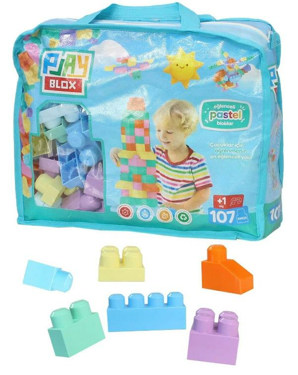 ASYA-PLAYBLOX BLOCK PASTEL 107 PCS BAG GIRLS&BOYS(12)
