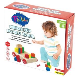 ONYIL-KUTUDA AHŞAP RENKLİ KÜP BLOKLU ARABA*36