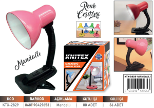 KNITEX-RENKLİ MANDALI MASA LAMBASI KTX-2829