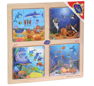 ONYIL-AHŞAP EĞİTİCİ 4 LÜ PUZZLE GEZEGENLER/DENİZALTI/SPOR DALLARI*36