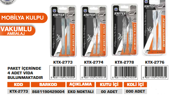 KNITEX-EKO NOKTALI KROM 2'Lİ KULP VKM KTX-2773