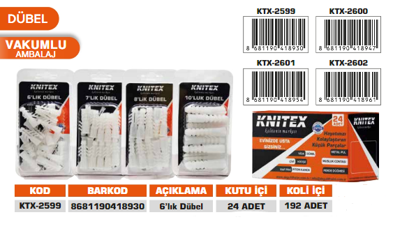 KNITEX-6'LIK DÜBEL KTX-2599