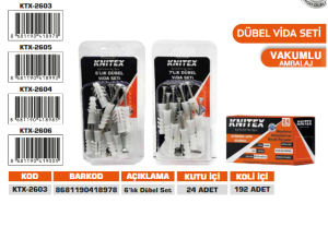 KNITEX-6'LIK DÜBEL VİDA SETİ KTX-2603