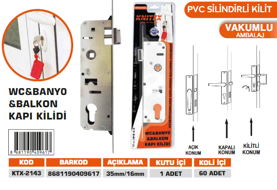 KNITEX-D9 PİMAPEN SİLİNDİRLİ KAPI KİLİDİ VKM KTX-2143