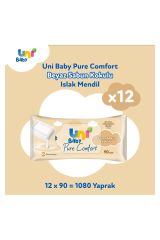 Uni baby Pure Comfort Beyaz Sabun Kokulu Islak Mendil 12'li 1080 Yaprak