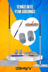 İlbays Mikrofiber Teleskopik Klipsli Paspas Mop 360°c Döner Başlık Tüm Yüzeyler Için Ithal