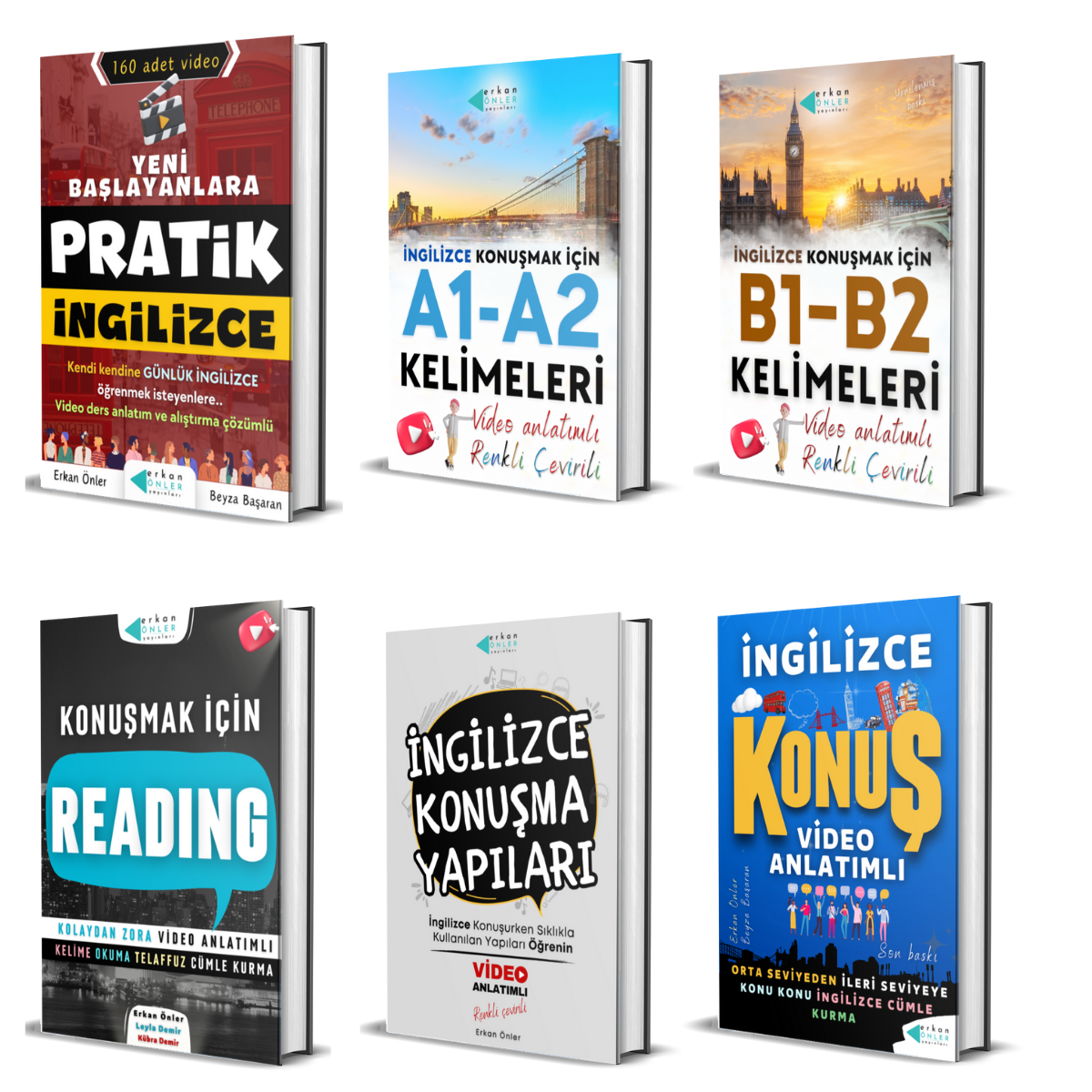 SIFIRDAN ORTA SEVİYEYE PRATİK İNGİLİZCE SETİ(6 KİTAP+VİDEO DERSLER)