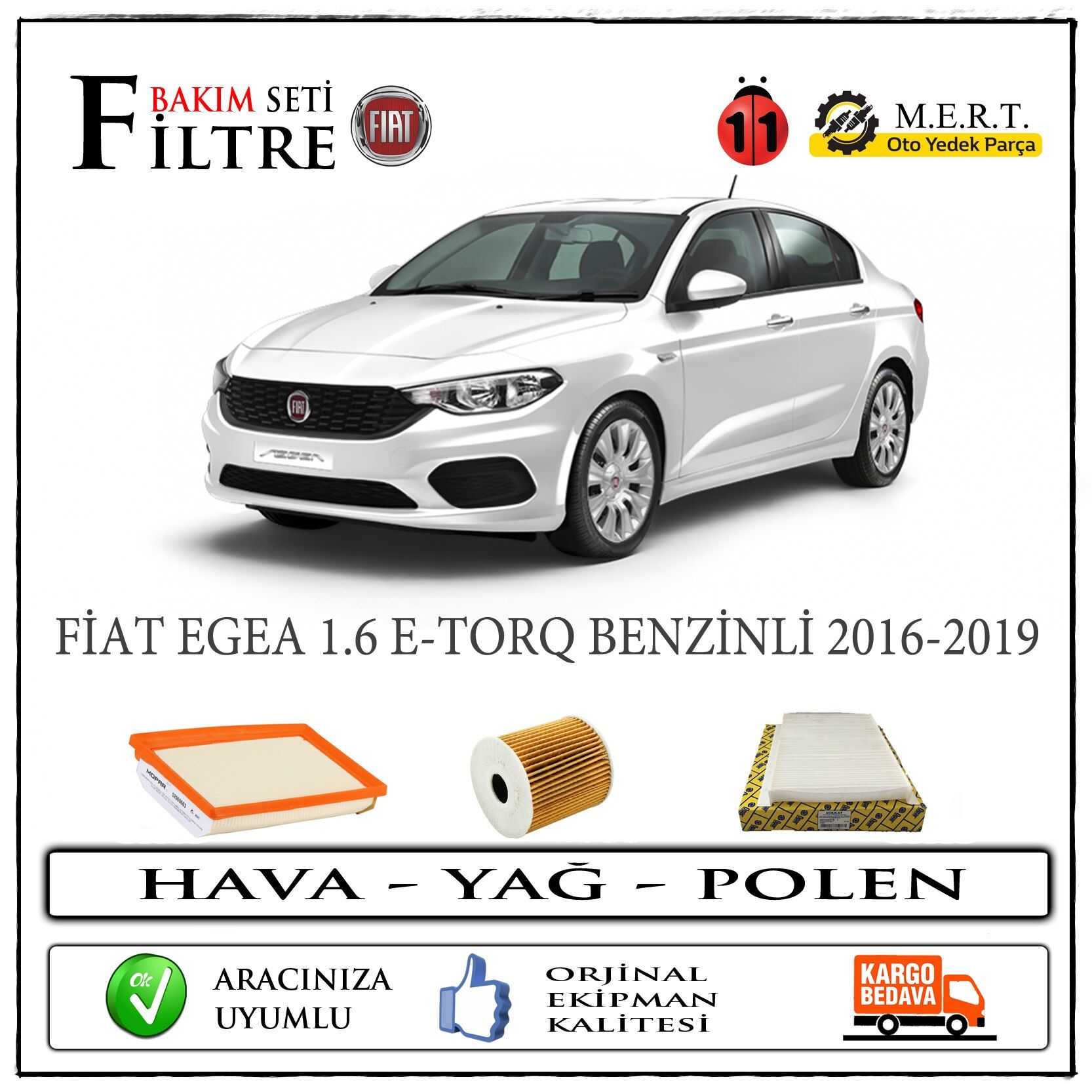 Fiat Egea 1.6 E-Torq Benzinli Filtre Bakım Seti (503753508)