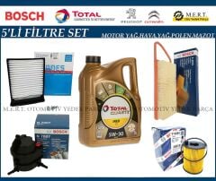 Peugeot 107 1.4 HDI Filtre Bakım Seti + Motor Yağı (2005-2010)