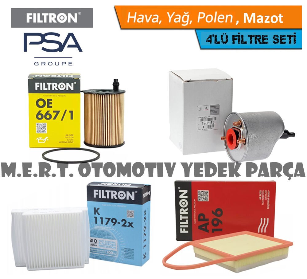 Citroen C3 1.4 e-HDi Filtre Bakım Seti 2011-2015 Euro 5