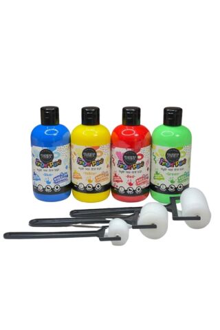 4'lü Mammacomica Yıkanabilir Parmak Boyası-4* 250ml- 3'lü Sünger Roller