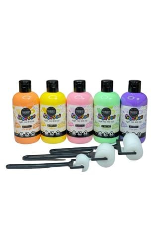5'li Pastel Mammacomica Yıkanabilir Parmak Boyası-5* 250ml- 3'lü Sünger Roller
