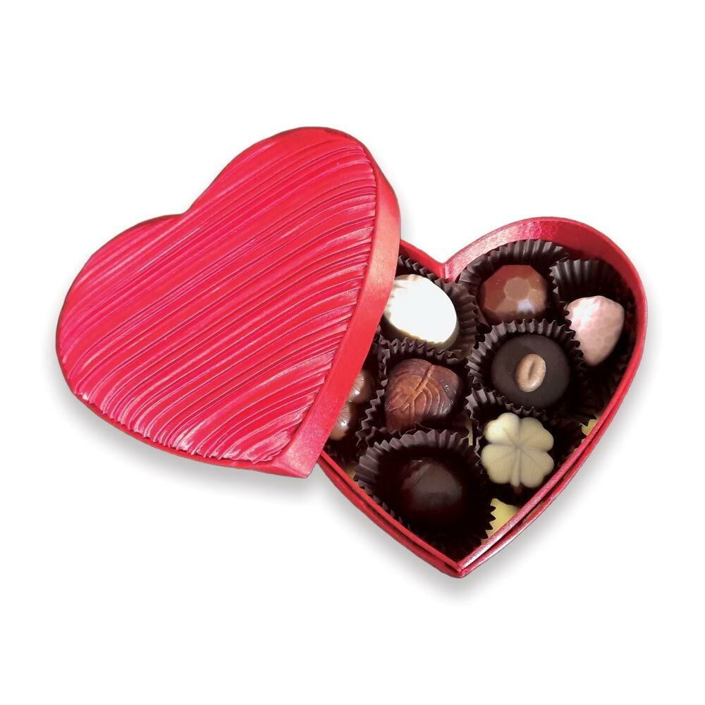 Kalp Şeklinde VIP Kutuda Spesiyal Çikolata 9 Adet