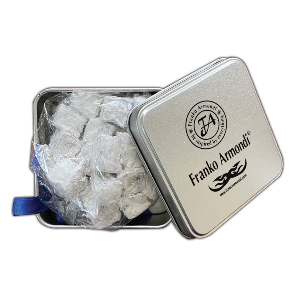 Küçük Boy Metal Kutuda  Çifte Kavrulmuş 200 gr Fıstıklı Lokum