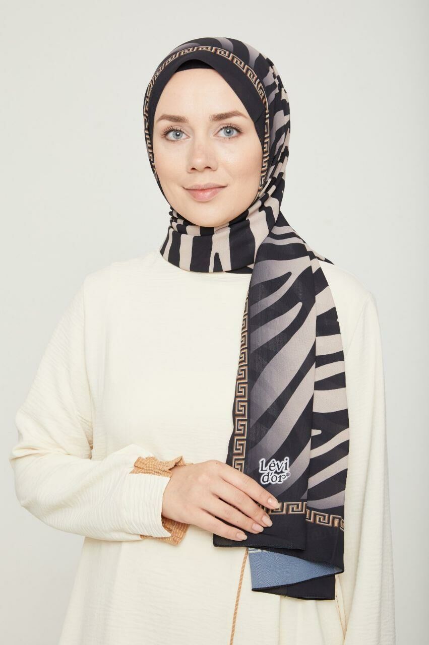 Levidor Siyah, Zebra Desenli Platinium Şal 8689058355491