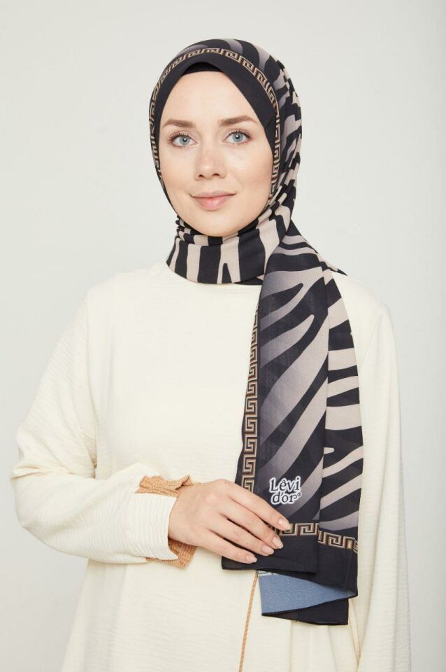 Levidor Siyah, Zebra Desenli Platinium Şal 8689058355491