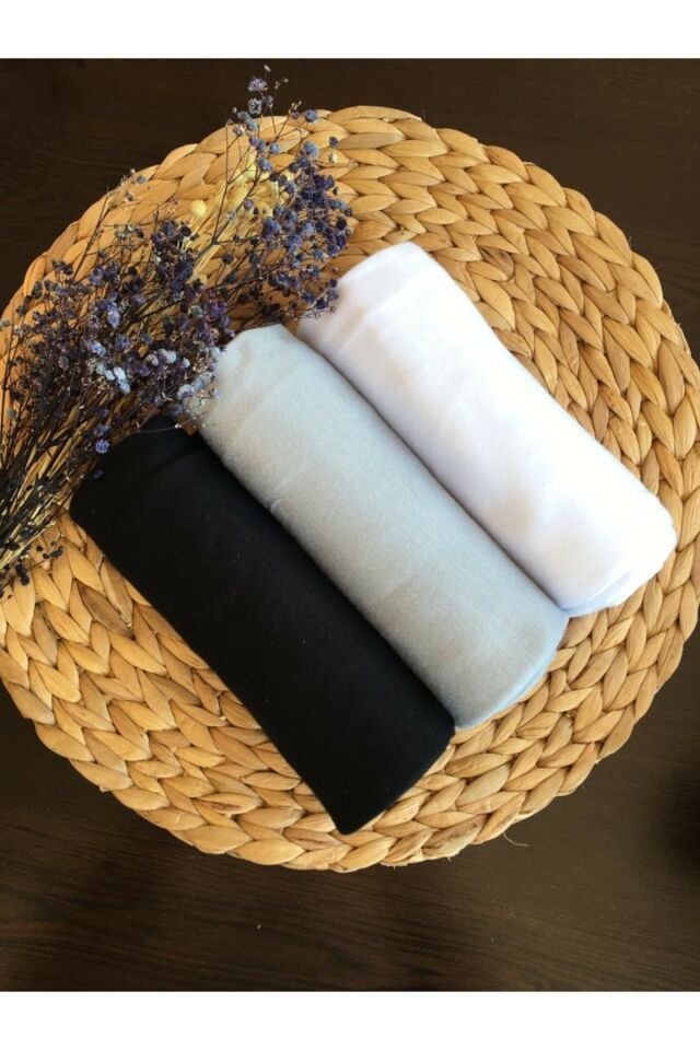 Penye Şal 3’lü Set (siyah-gri-beyaz)
