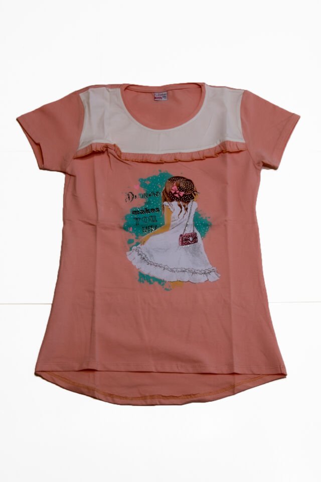 Alcanavm Pembe Desenli Kız Çocuk T-shirt