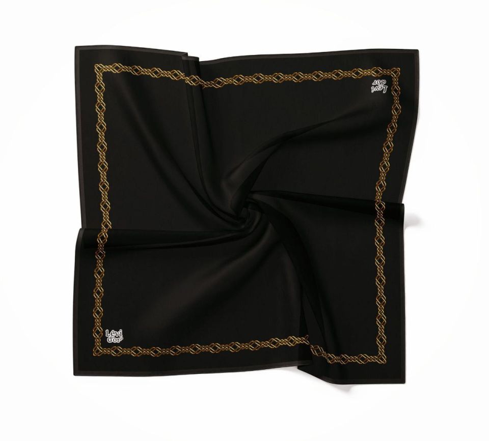 Levidor İpek Gold Zincir Çerçeveli Kadın Eşarp90x90