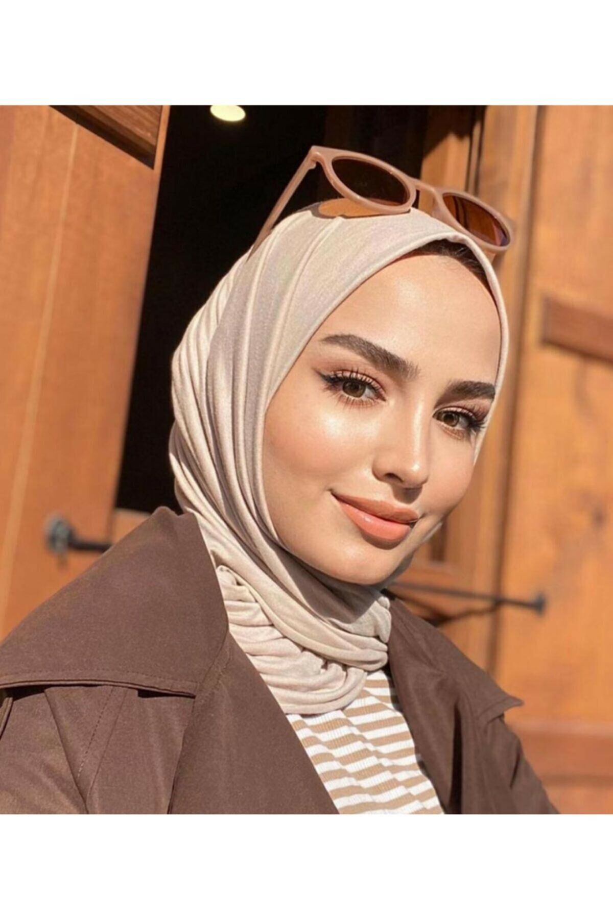 Tesettür Penye Şal Modeli-latte