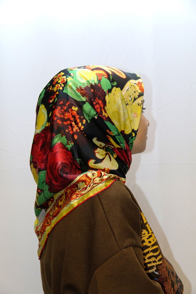 Alcan Avm AKER Sarı Siyah Desenli Eşarp
