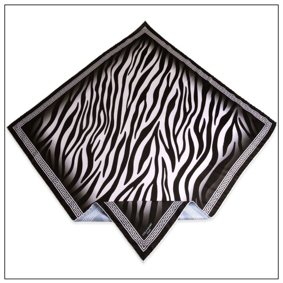 Alcan Avm Legandary Scarf  Zebra desenli Siyah Beyaz Desenli Eşarp