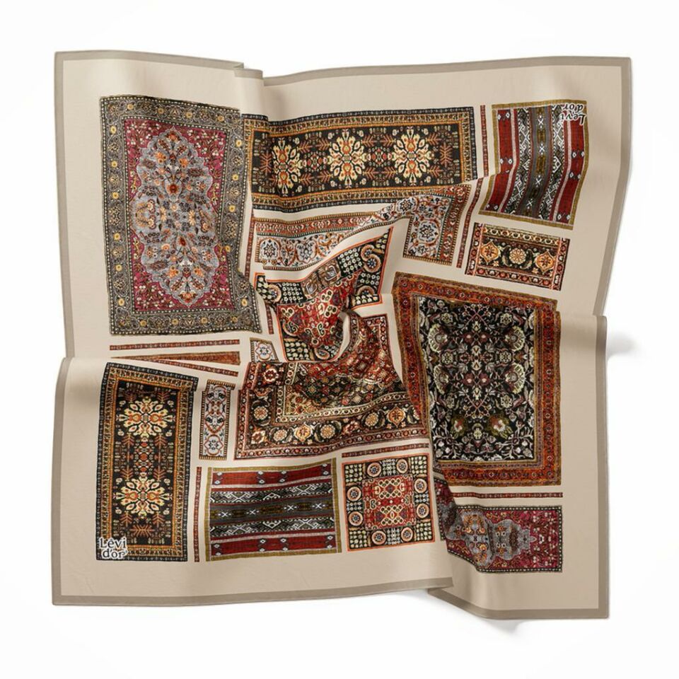 Levidor Bej, Kilim Desenli İpek Eşarp 8689358355429