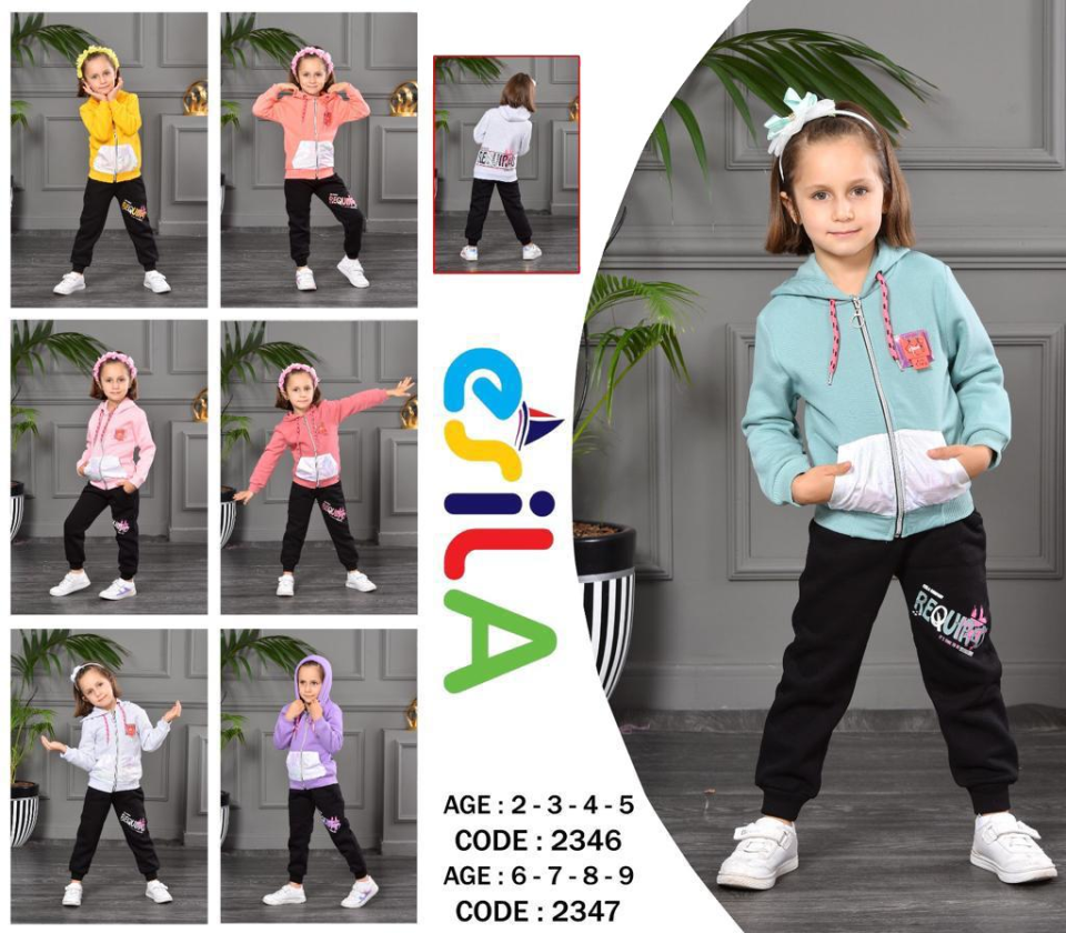 Alcanavm Esila Üç İplik Şardonlu Su Yeşili, Kız Takım-2347