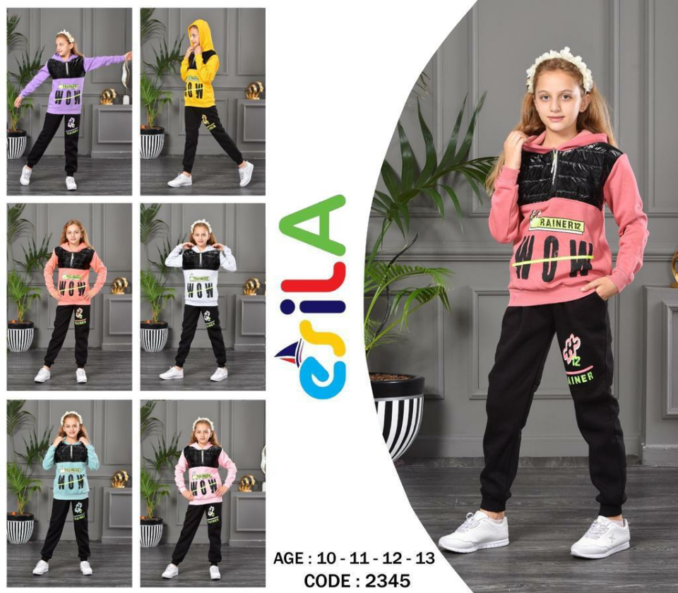 Alcanavm Esila Üç İplik Şardonlu Pembe, Kız Takım-2345