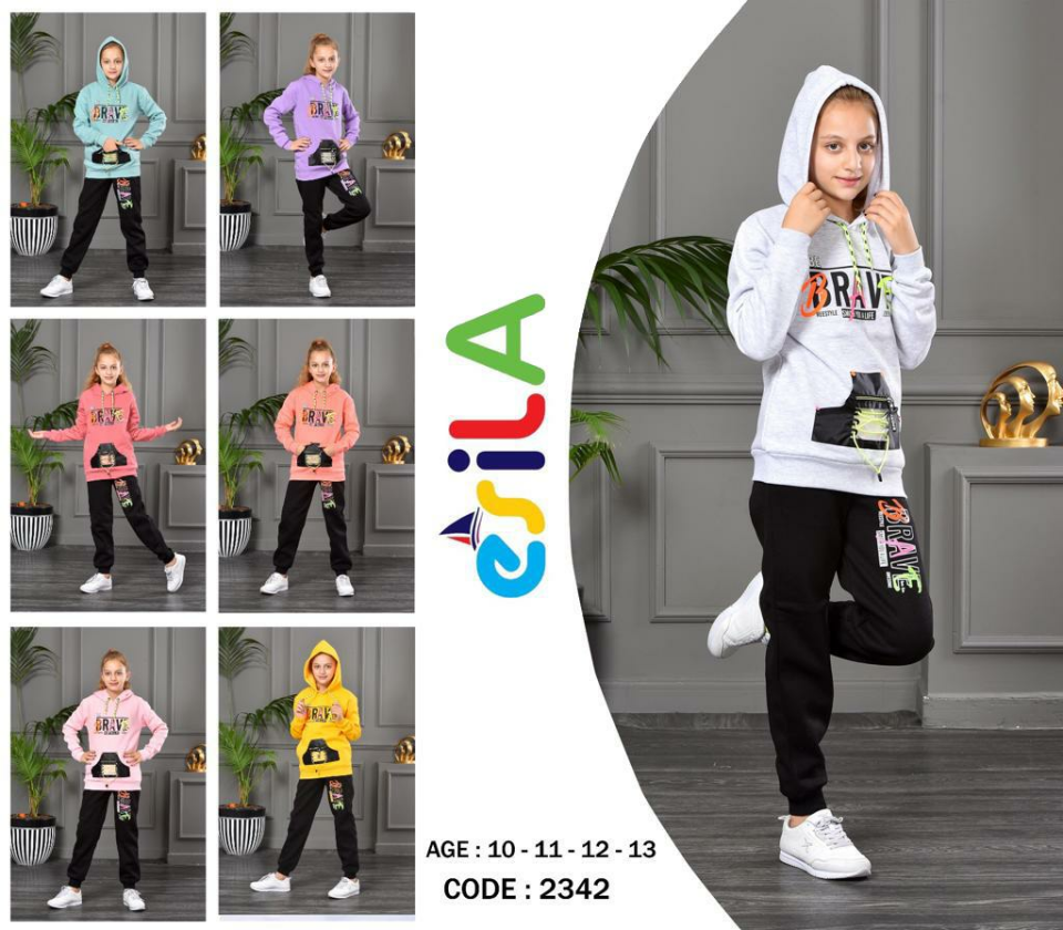 Alcanavm Esila Üç İplik Şardonlu Gri Kız Takım-2342