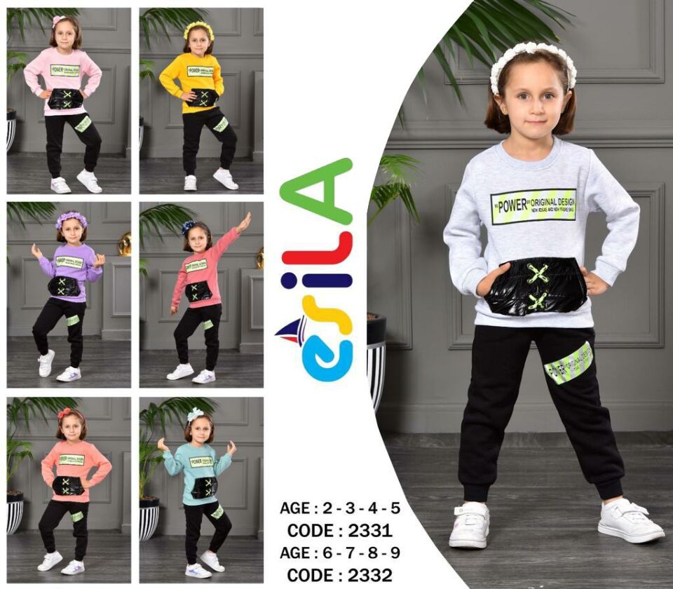Alcanavm Esila Üç İplik Şardonlu Gri, Kız Takım-2332