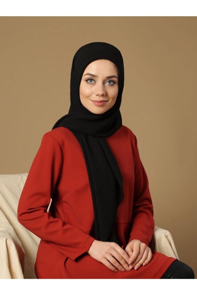 Kadın Siyah Medine Ipeği Şal