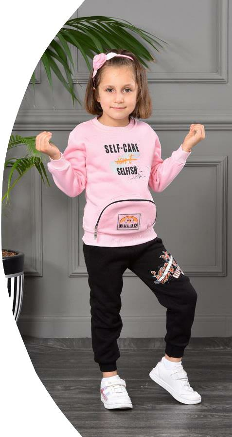 Alcanavm Esila Üç İplik Şardonlu Pembe, Kız Takım-2329