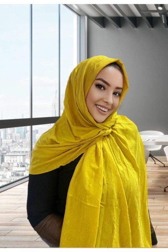 AlcanAvm Bambu Kraş Şal Hardal