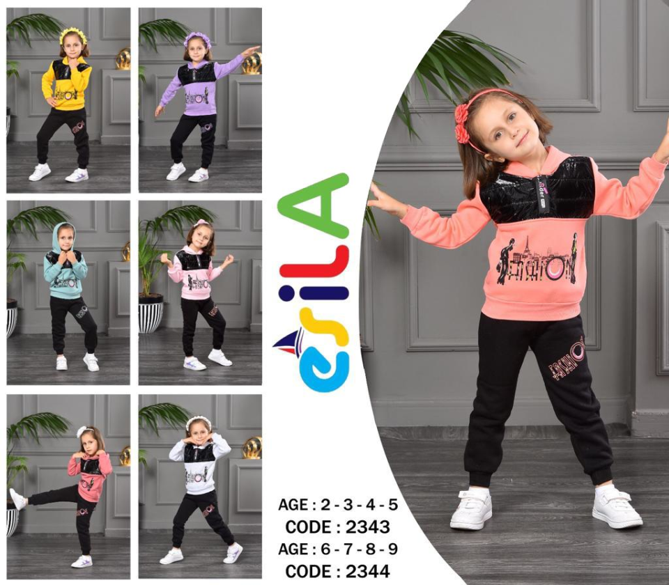 Alcanavm Esila Üç İplik Şardonlu Pembe, Kız Takım-2343