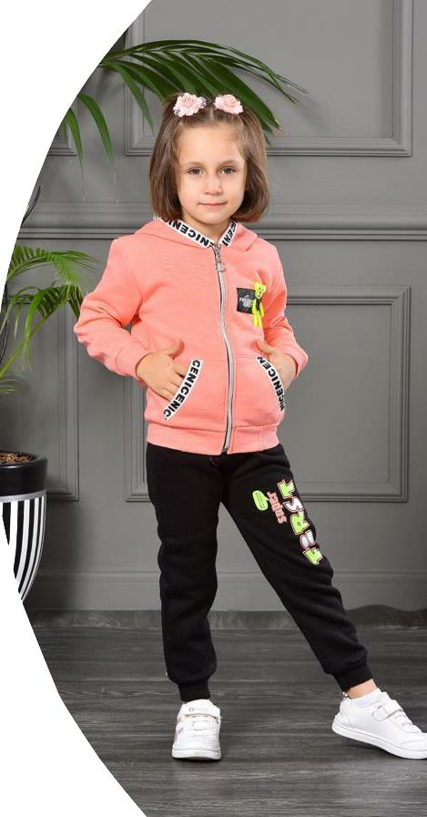 Alcanavm Esila Üç İplik Şardonlu Pembe, Kız Takım-2349