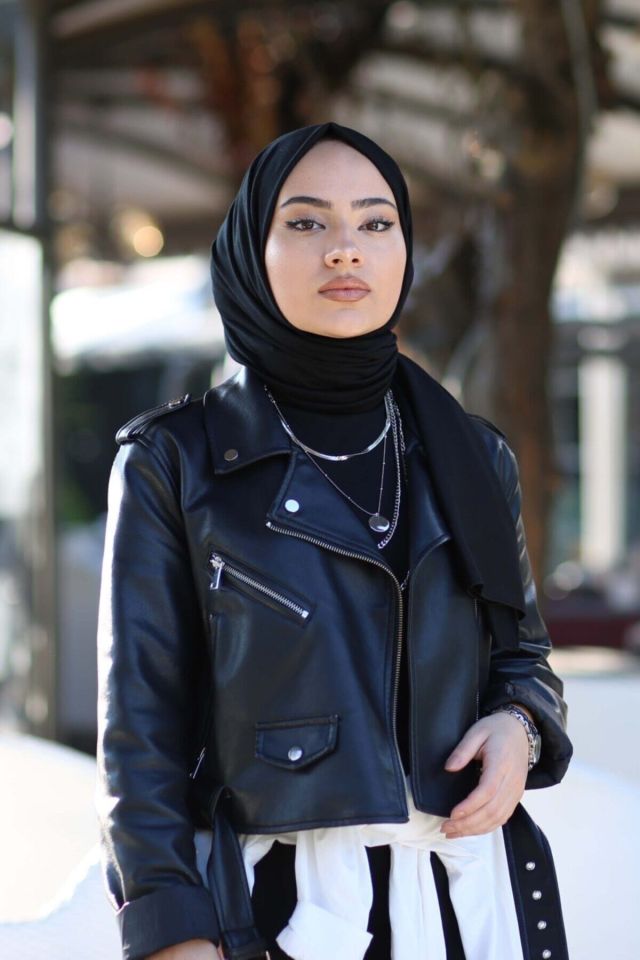 Tesettür Penye Şal Modeli - Siyah