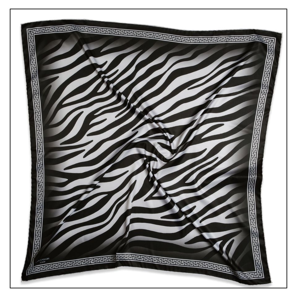 Alcan Avm Legandary Scarf  Zebra desenli Siyah Beyaz Desenli Eşarp