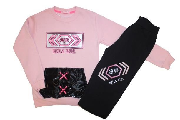 Alcanavm Esila Üç İplik Şardonlu Pembe, Kız Takım-2333
