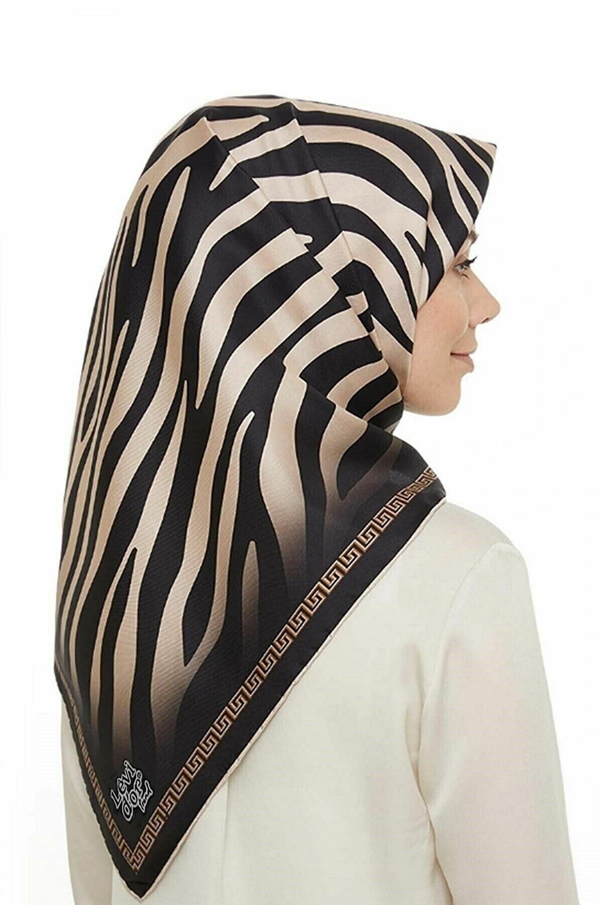 Zebra Desen Polyester Twill Eşarp