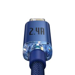 Baseus CAJY000003 Crystal Shine 2.4A 120 cm Lightning Şarj Kablosu Mavi
